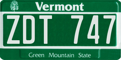 VT license plate ZDT747