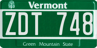 VT license plate ZDT748
