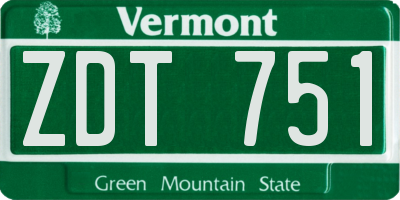 VT license plate ZDT751