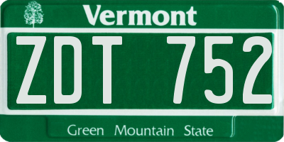 VT license plate ZDT752