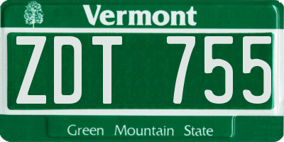 VT license plate ZDT755