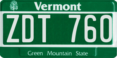 VT license plate ZDT760