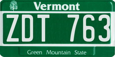 VT license plate ZDT763