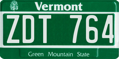 VT license plate ZDT764