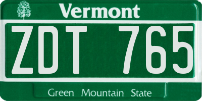 VT license plate ZDT765