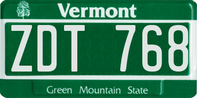 VT license plate ZDT768