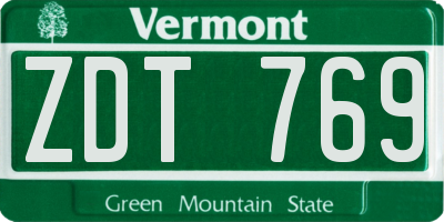 VT license plate ZDT769