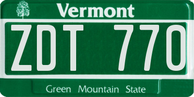 VT license plate ZDT770