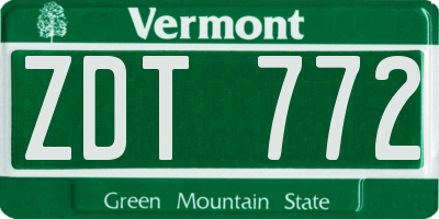 VT license plate ZDT772