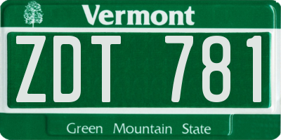 VT license plate ZDT781