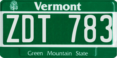 VT license plate ZDT783