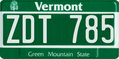 VT license plate ZDT785
