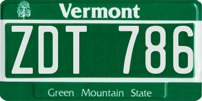 VT license plate ZDT786