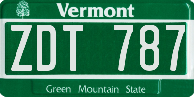 VT license plate ZDT787
