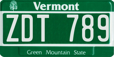 VT license plate ZDT789