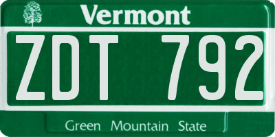 VT license plate ZDT792