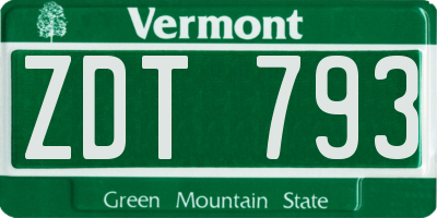 VT license plate ZDT793