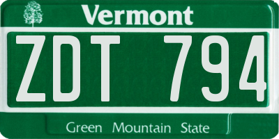 VT license plate ZDT794