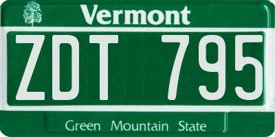 VT license plate ZDT795