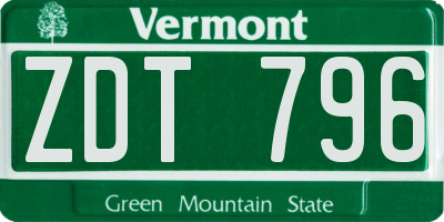 VT license plate ZDT796