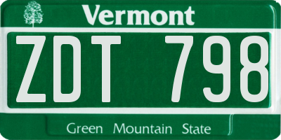 VT license plate ZDT798