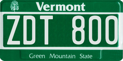 VT license plate ZDT800