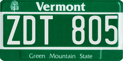 VT license plate ZDT805