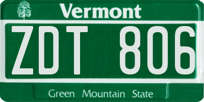 VT license plate ZDT806