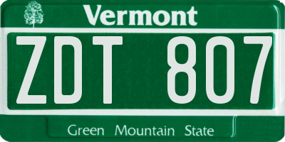 VT license plate ZDT807