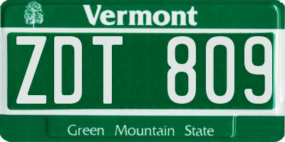 VT license plate ZDT809