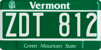 VT license plate ZDT812