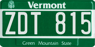 VT license plate ZDT815