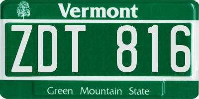 VT license plate ZDT816