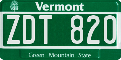 VT license plate ZDT820