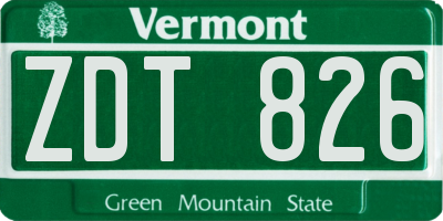 VT license plate ZDT826