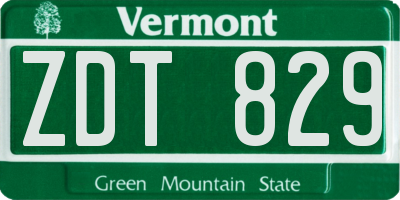 VT license plate ZDT829