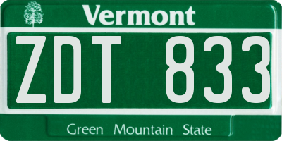 VT license plate ZDT833