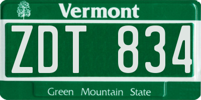 VT license plate ZDT834
