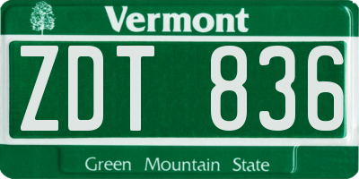VT license plate ZDT836