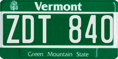 VT license plate ZDT840