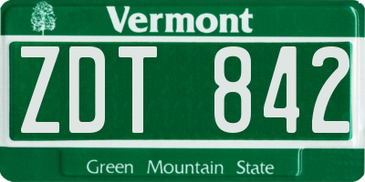 VT license plate ZDT842