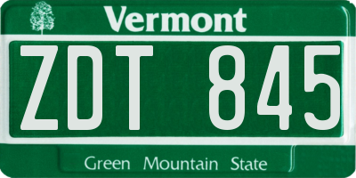 VT license plate ZDT845