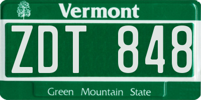 VT license plate ZDT848