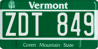 VT license plate ZDT849