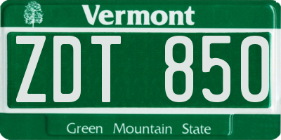 VT license plate ZDT850