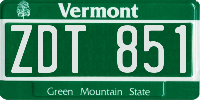 VT license plate ZDT851