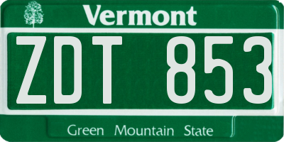 VT license plate ZDT853