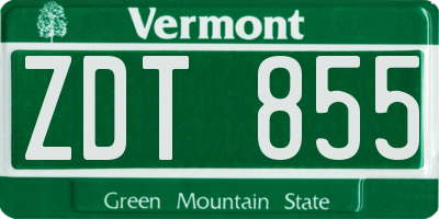 VT license plate ZDT855