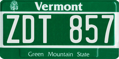VT license plate ZDT857