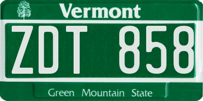 VT license plate ZDT858
